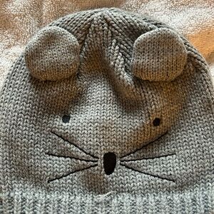 Gray Mouse Knit Beanie for Kids